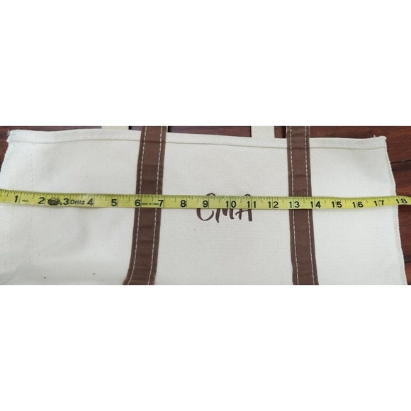 L.L.Bean Boat and Tote Canvas Bag Small White Brown Monogram CMA Made in USA - Picture 10 of 13